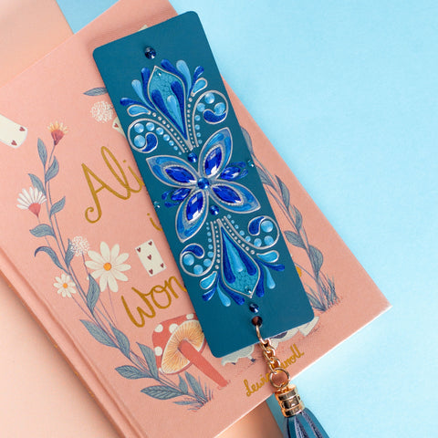 Blue Flowered Bookmark